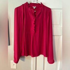 J. Crew Fuschia long sleeve blouse